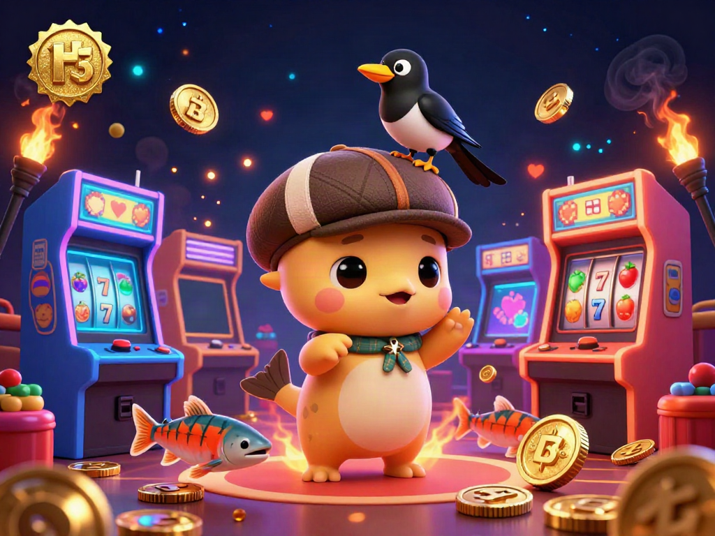 Experience the H 13 thrill with a playful casino illustration showcasing colorful slots, lively gaming elements, and charming characters.