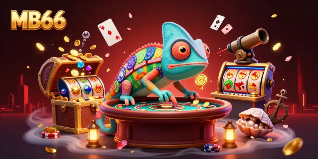 Experience the thrilling world of MB66 casino with a vibrant chameleon owner and exciting slot games