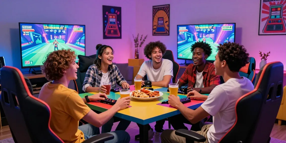 Friends enjoying a gay sex game in a lively party atmosphere, showcasing interactive gaming fun.